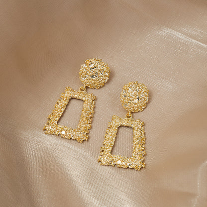 Shiny Trapezoidal Geometric Frosted Relief Earrings