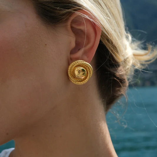 Adiffu Threaded Round Earrings