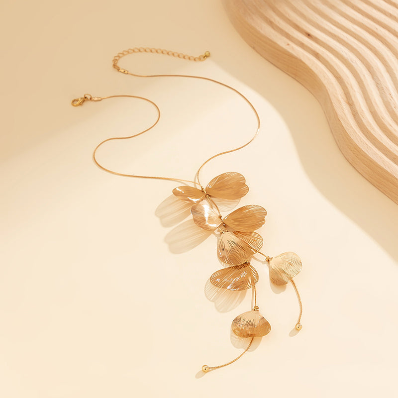 Ginkgo Leaf Tassel Necklace