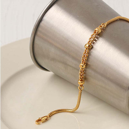 Adiffu Brass Plated 18K Gold Screw Cap Shape Snake Bone Chain Splicing Bracelet