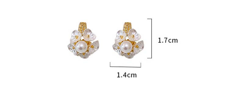 Adiffu Chic Cluster Artificial Pearl Flower Earrings