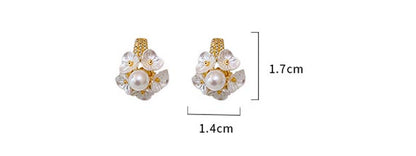 Adiffu Chic Cluster Artificial Pearl Flower Earrings