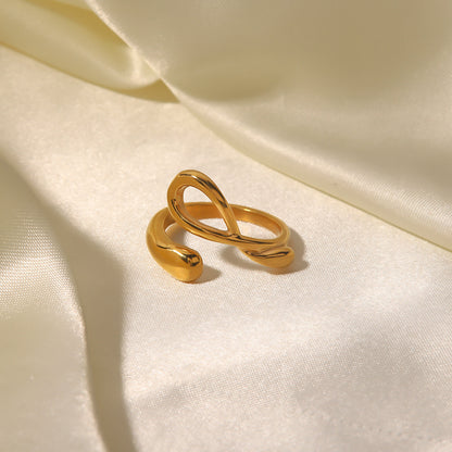 Adiffu Minimalist Crossed Geometric Opening Ring