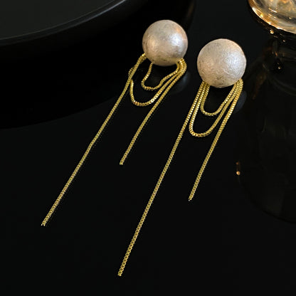 Adiffu French Light Luxury Design Tassel Earrings