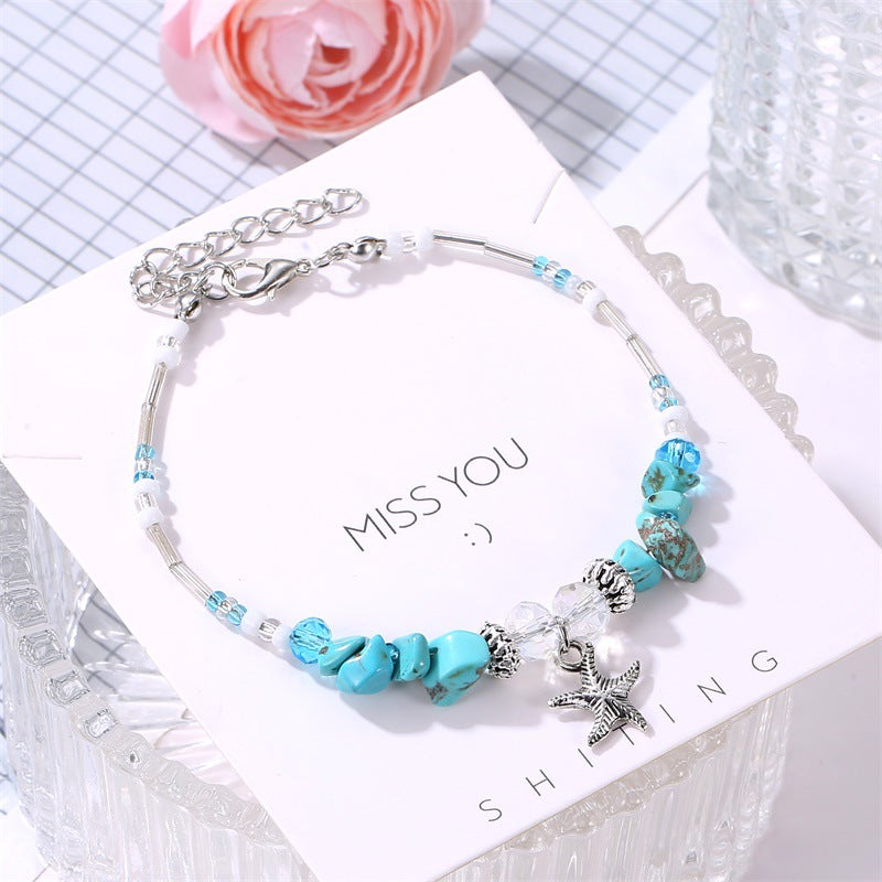 Natural Stone Conch Beaded Shell Anklet