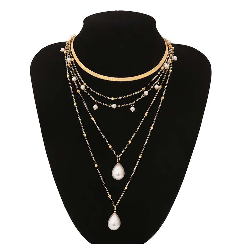 Adiffu Drop Pearl Pendant Necklace