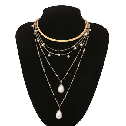 Adiffu Drop Pearl Pendant Necklace