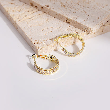 High-end C-shaped Full Diamond Earrings