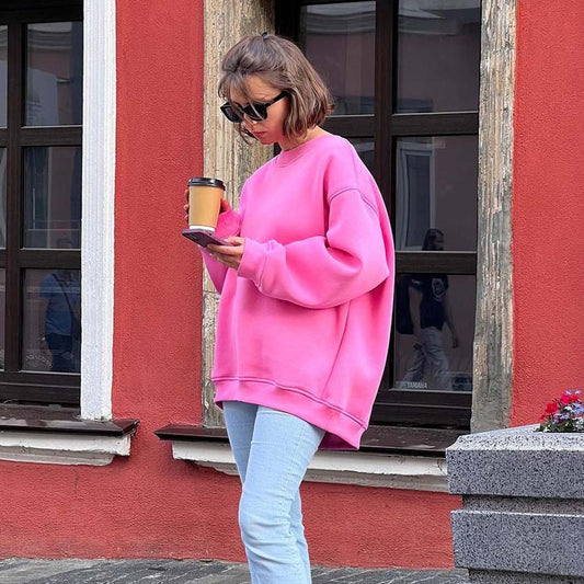 Adiffu Loose Round Neck Pullover Sweatshirt