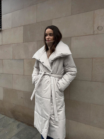 Adiffu Loose Casual Warm Long Stand-up Collar Cotton-padded Jacket