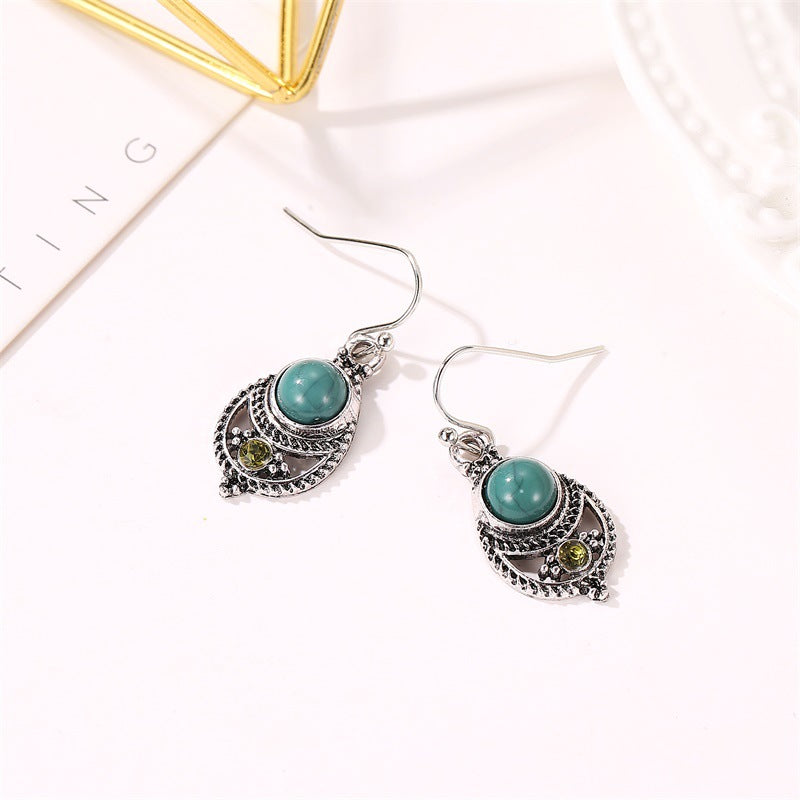 Adiffu Bohemian Palace Vintage Cutout Flower Earhook Earrings