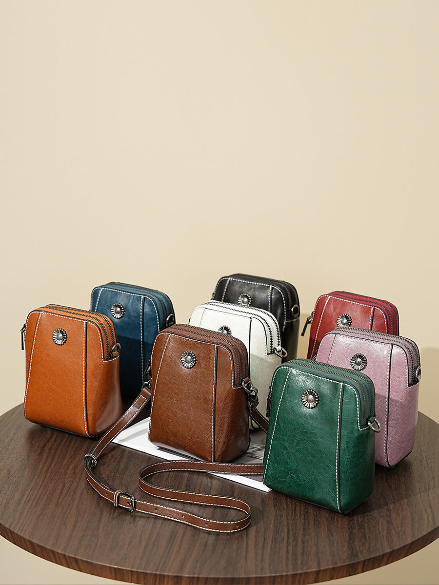 Adiffu Stylish Casual Genuine Leather Mobile Phone Bag