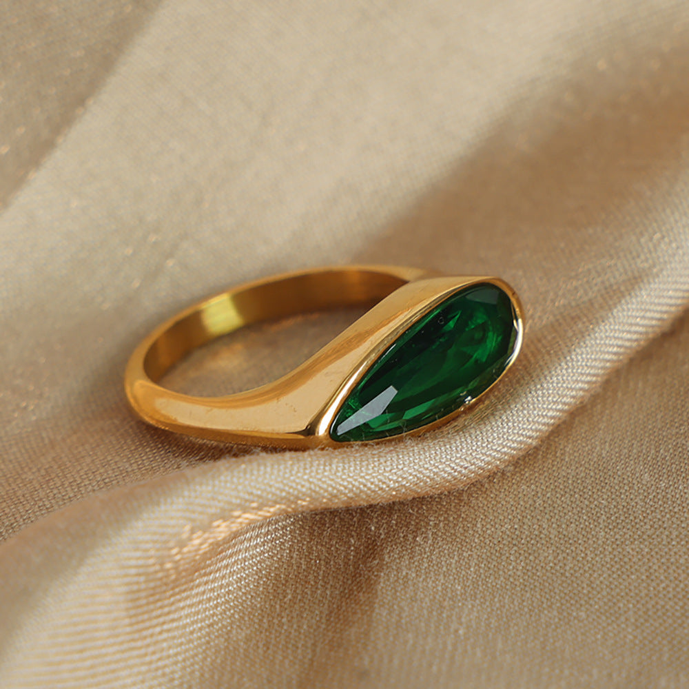 Adiffu Fashion Drop Colored Glass Ring