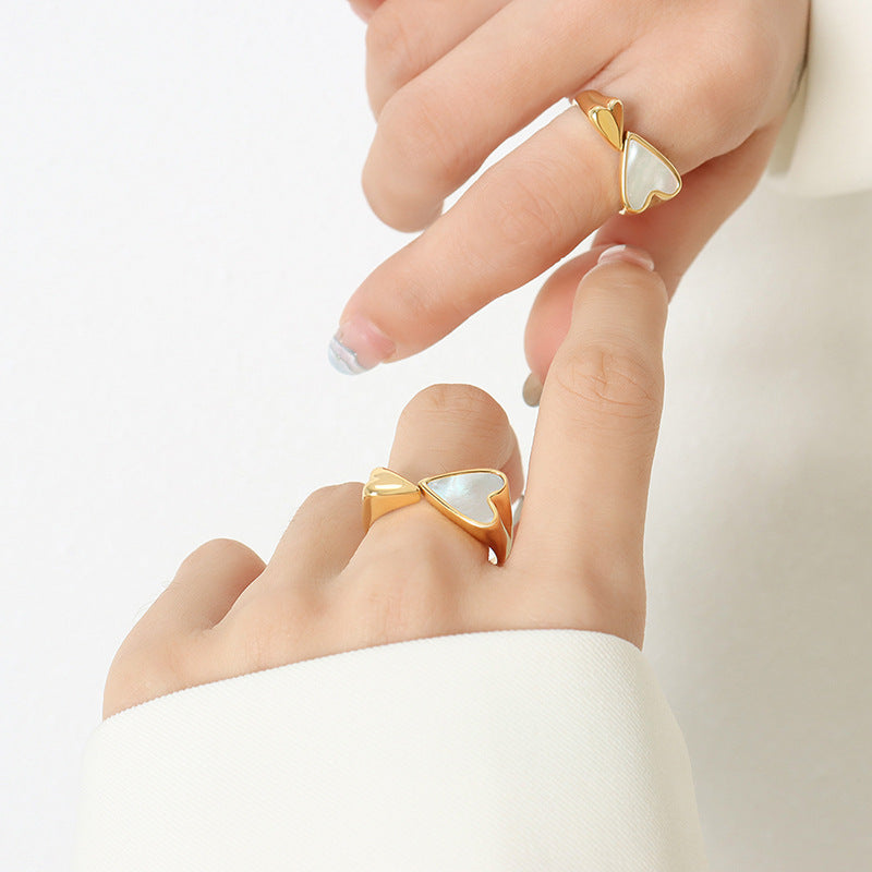 Adiffu Small And Large Heart-shaped Couple Ring