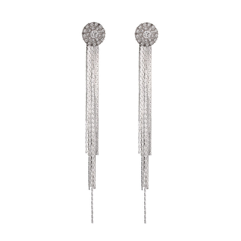 Fashion Crystal Claw Chain Diamond Sunflower Earrings