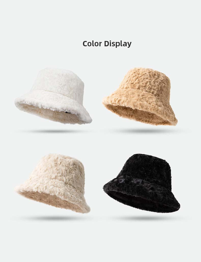 Adiffu Women's Warm Winter Bucket Hat Fluffy Hat
