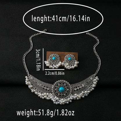 Adiffu Ethnic Flower Pendant Jewelry Set