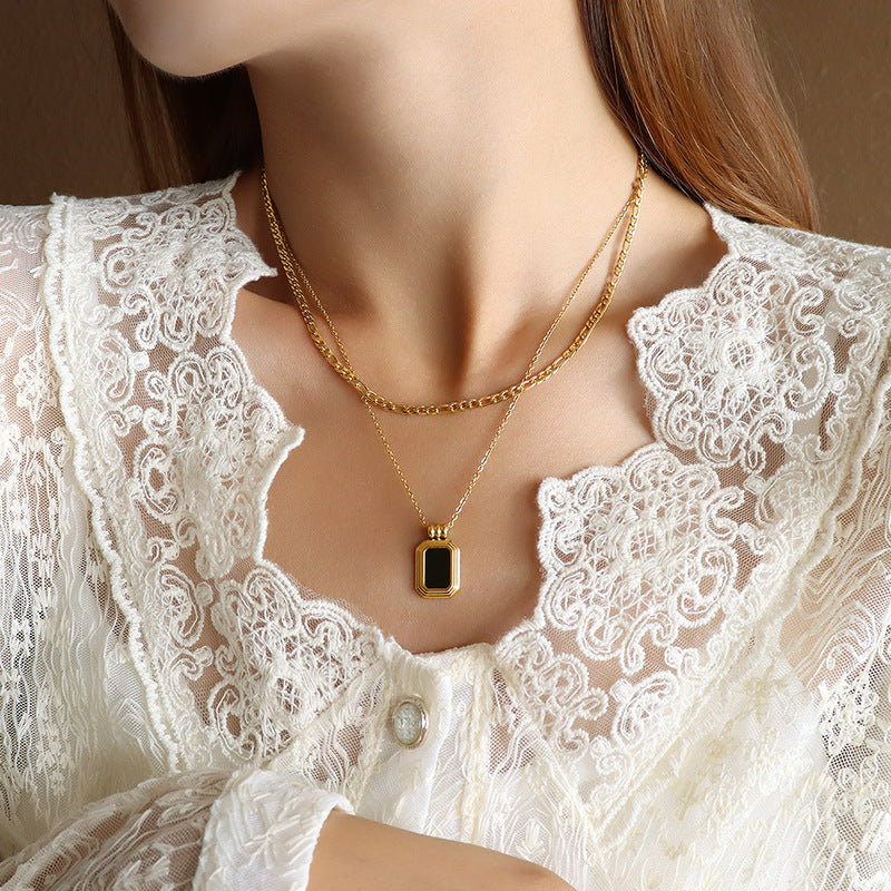 Adiffu French Double Clavicle Necklace For Women