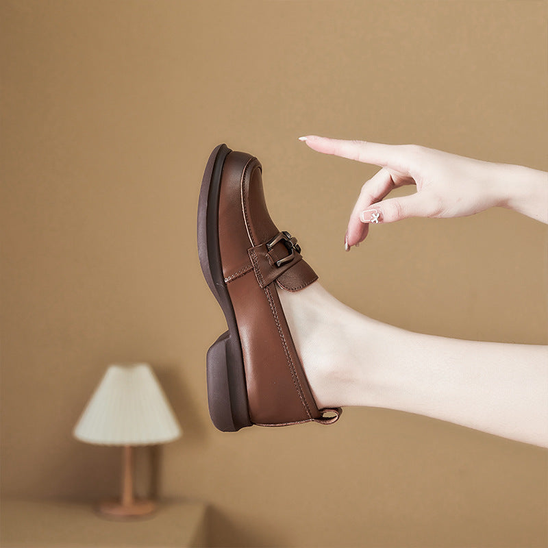 Adiffu Vintage Women's Leather Loafers