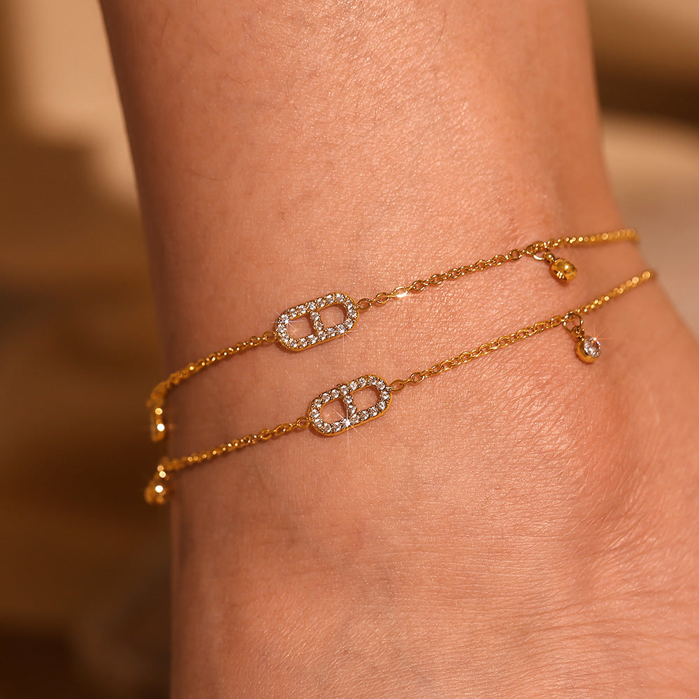 Adiffu Chic Zircon Gold Anklet