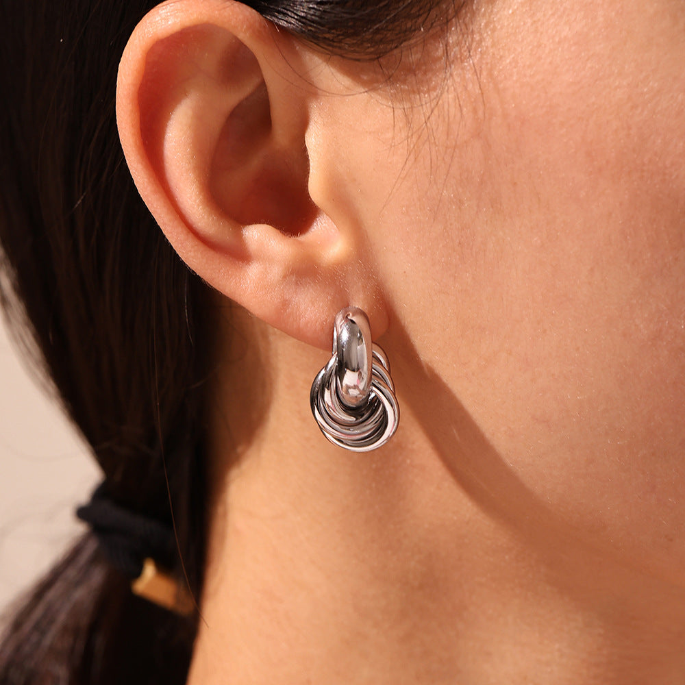 Adiffu  Modern Circle Winding Ear Stud