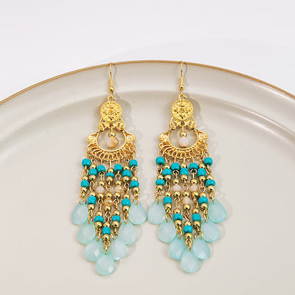Adiffu European and American Bohemian Rice Bead Earrings