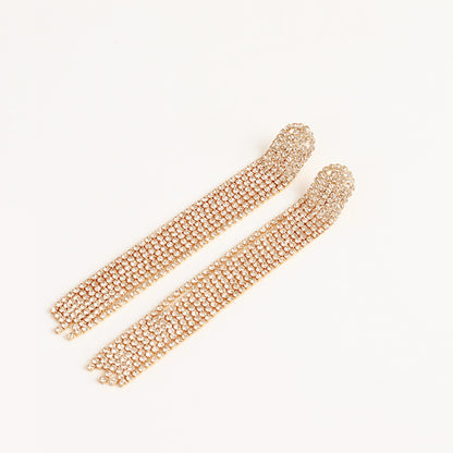 Full Of Diamond Tassel Earrings