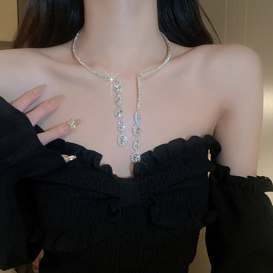 Unique Zircon Fringe Necklace