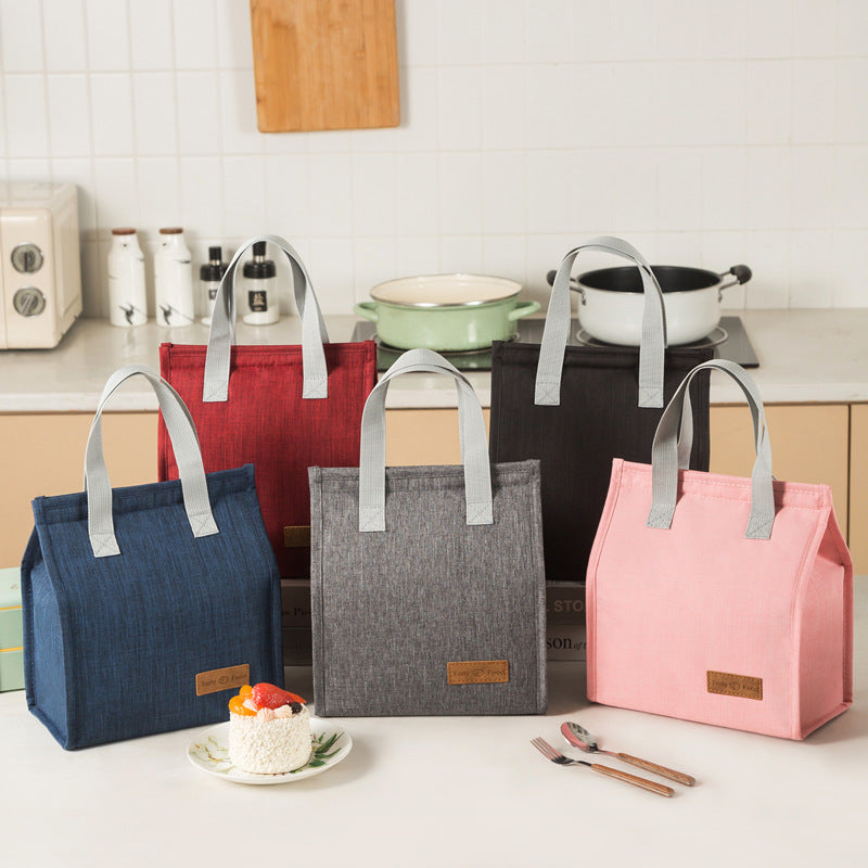 Adiffu Simple Meal Bag Vertical Portable Cationic Bento Bag Insulated Lunch Box Bag Large Capacity Bento Bag