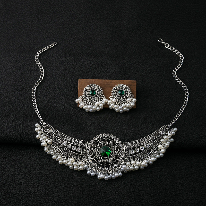 Adiffu Ethnic Flower Pendant Jewelry Set