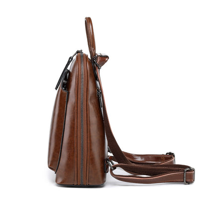 Adiffu Stylish Retro Genuine Leather Backpack Women's School Bag