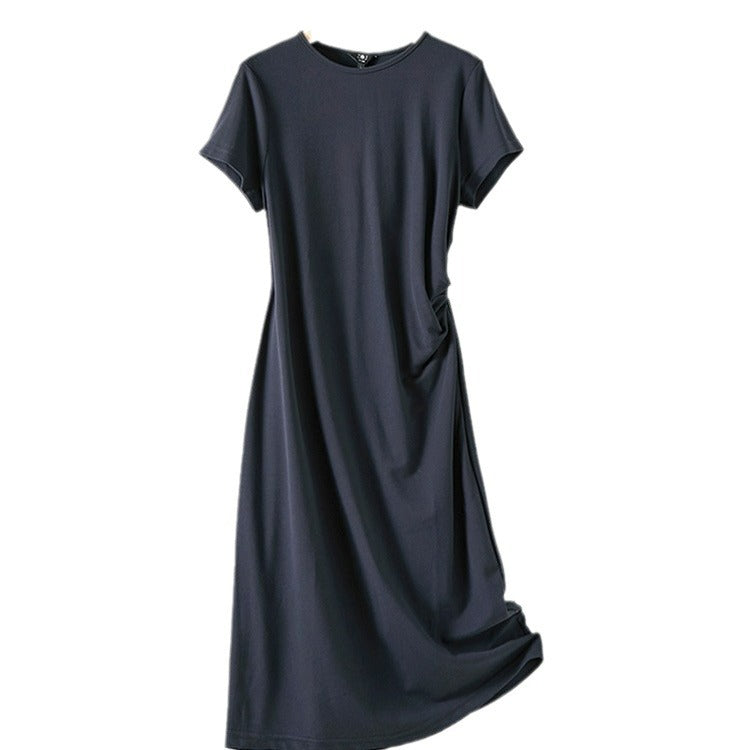 Adiffu Elegant and Comfortable Side Waist Pleated Design Dress