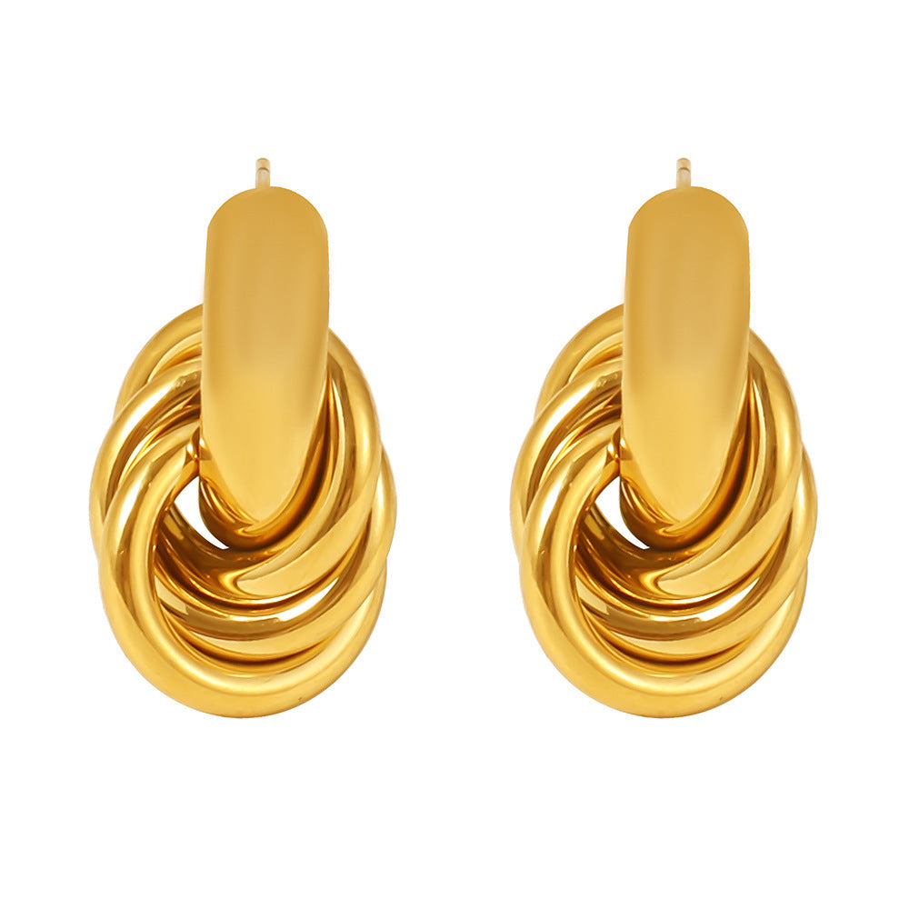 Adiffu  Modern Circle Winding Ear Stud
