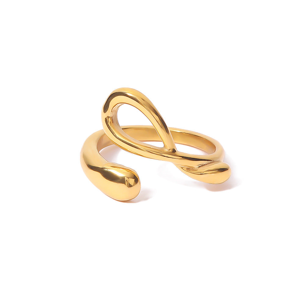 Adiffu Minimalist Crossed Geometric Opening Ring