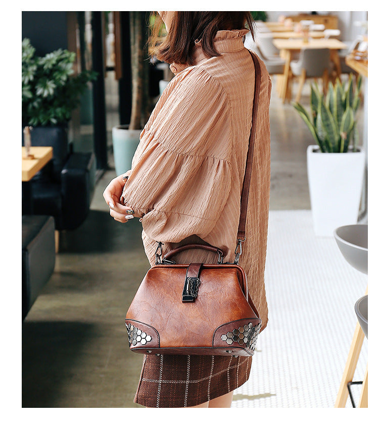 Adiffu Vintage Riveted Shoulder Crossbody Bag