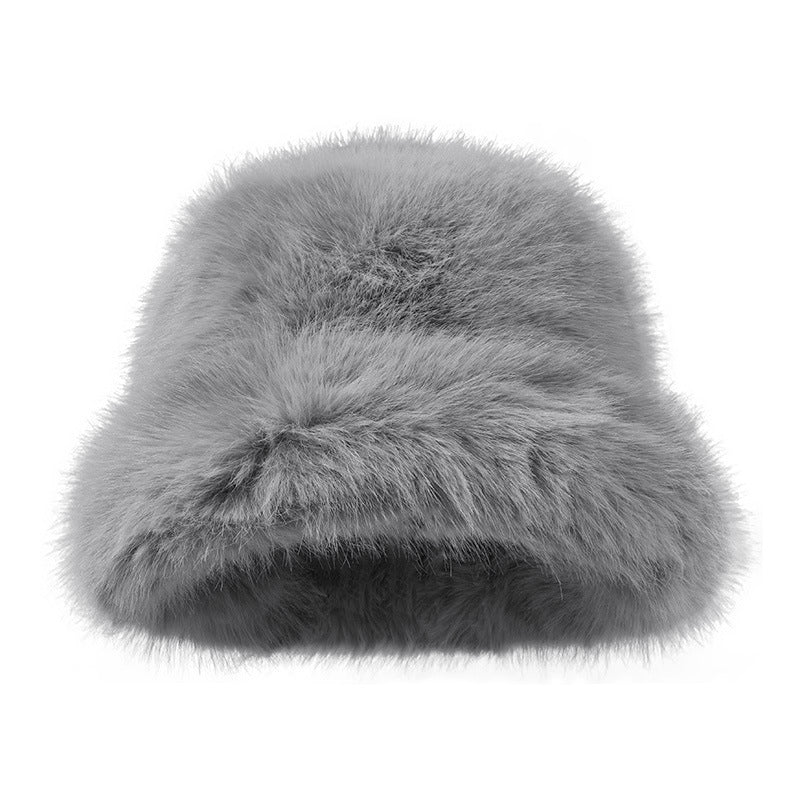 Adiffu Thick Pot Hat With Wide Eaves Solid Color Long Wool Hat