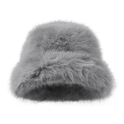 Adiffu Thick Pot Hat With Wide Eaves Solid Color Long Wool Hat
