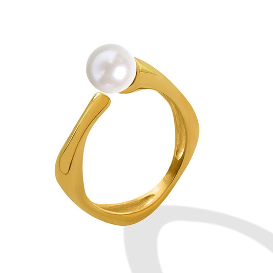 Adiffu Vintage Fashion Imitation Pearl Open Ring