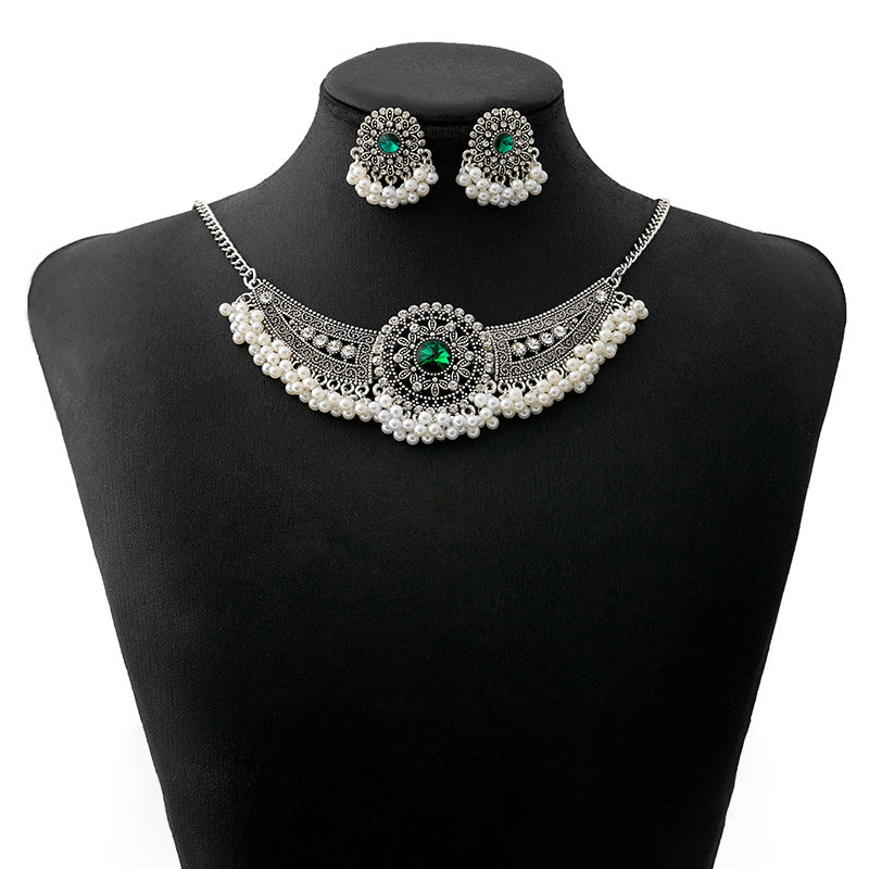 Adiffu Ethnic Flower Pendant Jewelry Set