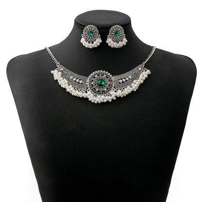 Adiffu Ethnic Flower Pendant Jewelry Set