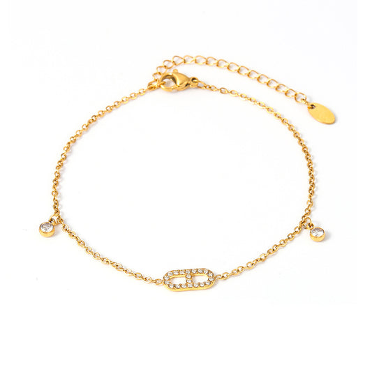 Adiffu Chic Zircon Gold Anklet