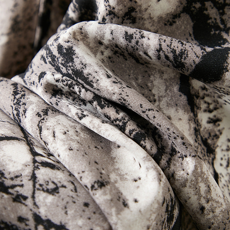 Adiffu Art Ink Style Print Halter Dress