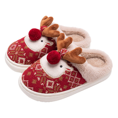 Adiffu Cute Christmas Moose Cotton Slippers