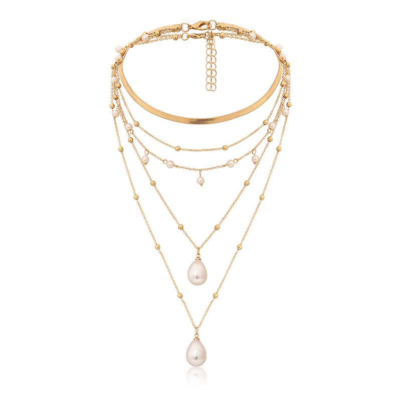 Adiffu Drop Pearl Pendant Necklace