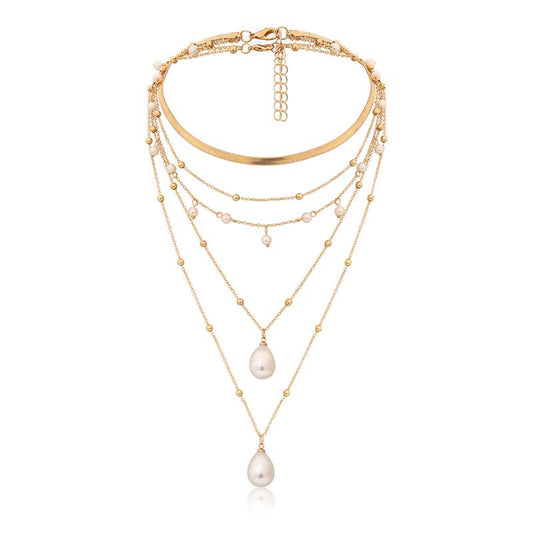 Adiffu Drop Pearl Pendant Necklace