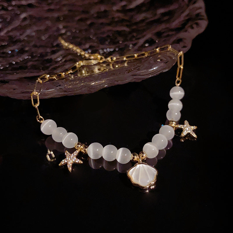 Adiffu Fresh Seashell Starfish Opal Bracelet