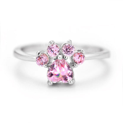 Adiffu Cute Cat Paw Cat Footprint Opening Adjustable Ring