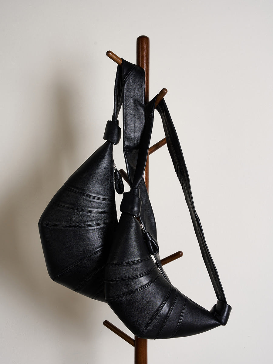 Adiffu Black Sheepskin Horn Bag
