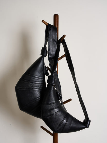 Adiffu Black Sheepskin Horn Bag