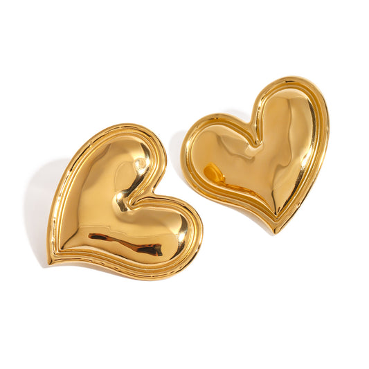 Adiffu 18K Gold Stainless Steel Love Earrings